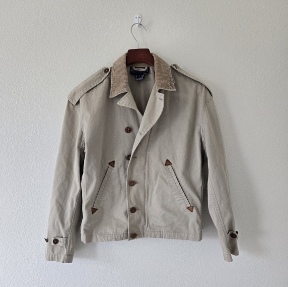 Ralph Lauren Blue Label Vintage Canvas Cotton Jacket Corduroy Collar size Small - Picture 9 of 16